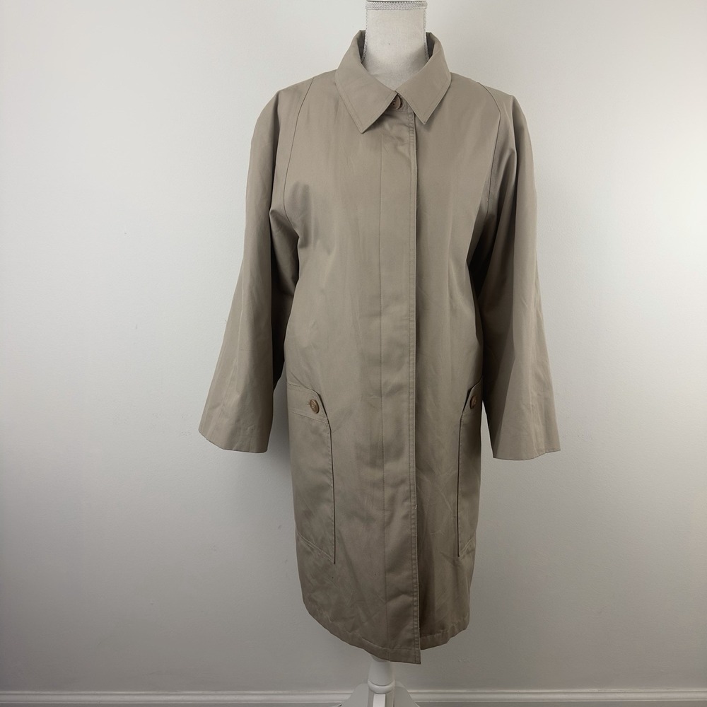 Towne London Fog Women's Beige Trench Coat Long Rain‎ Jacket Size 20 Reg